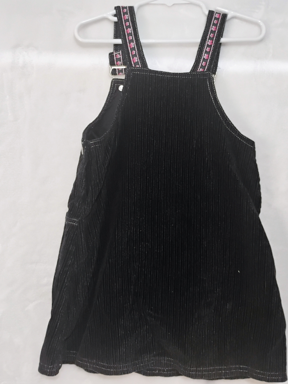 Vtg Baby Togs 5T ? Black Corduroy Fuzzy Cat Overall Jumper Dress Pockets T - Picture 3 of 5